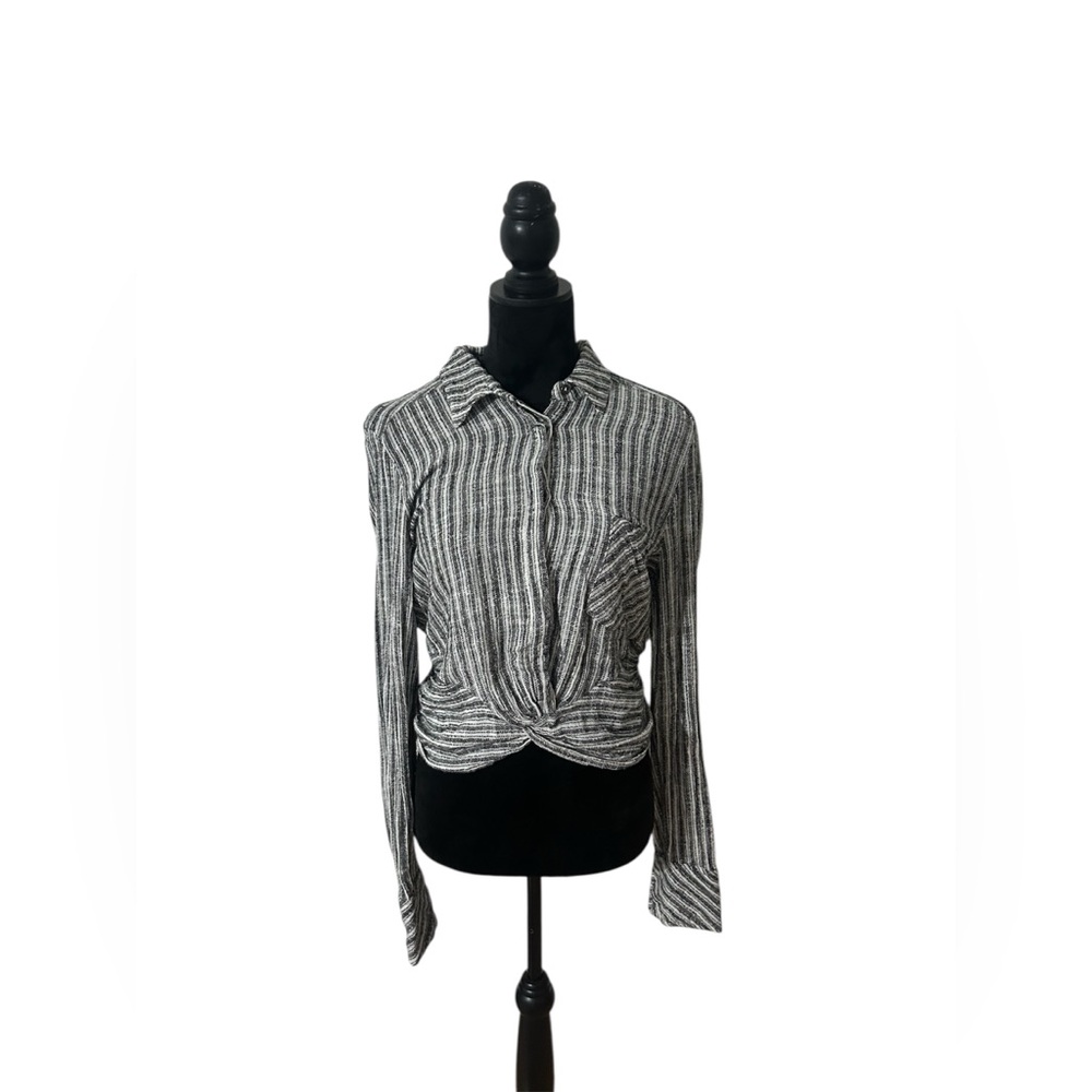 Free People Striped Black and White Women's Crop Top